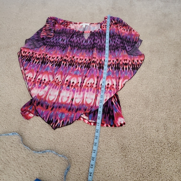 3 XL blouses 2 notations chiffon overlay keyhole neck 1 Sweet Pea semisheer - Picture 8 of 12